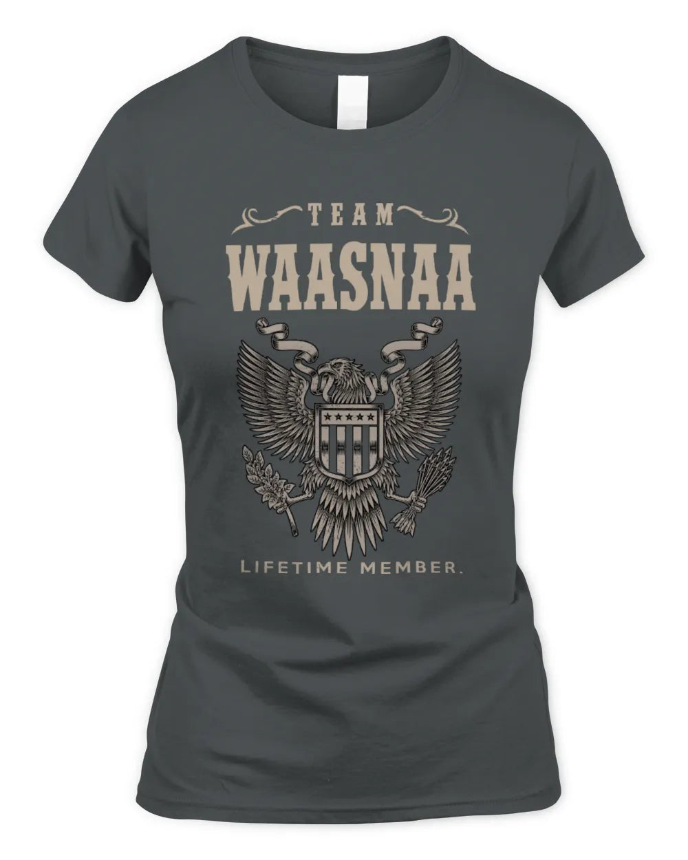 WAASNAA TP06-K82 – Personalized Classic Style Apparel “Team NAME Lifetime Member” - Women's Standard T-Shirt - Charcoal