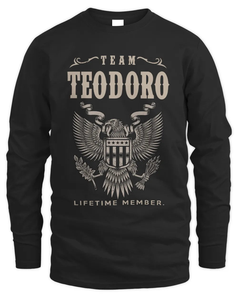 TEODORO TP06-K82 – Personalized Classic Style Apparel “Team NAME Lifetime Member” - Men's Long Sleeved T-Shirt - Black