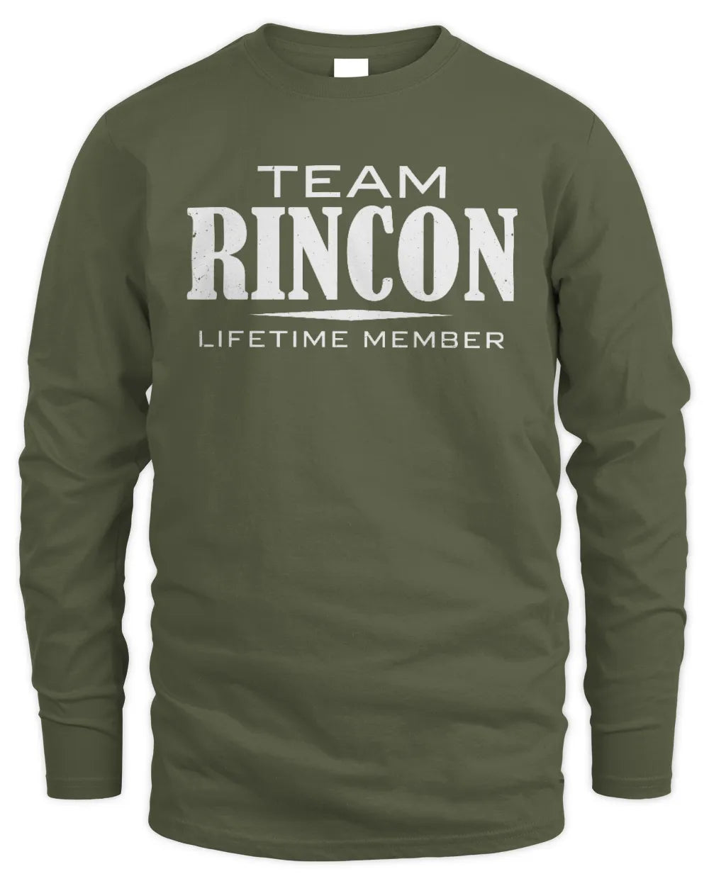 RINCON BL62-K4-128 - Personalized “Team NAME Lifetime Member” - Men's Long Sleeved T-Shirt - Military Green