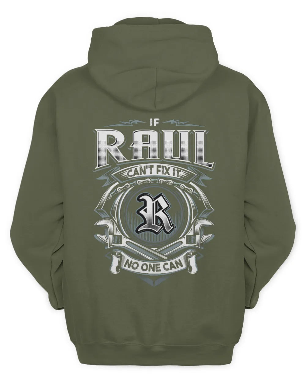 RAUL AP81-K4-626 - Personalized Ahmed Quote Apparel “If Ahmed Can't Fix It, No One Can” - Unisex Hoodie - Military Green