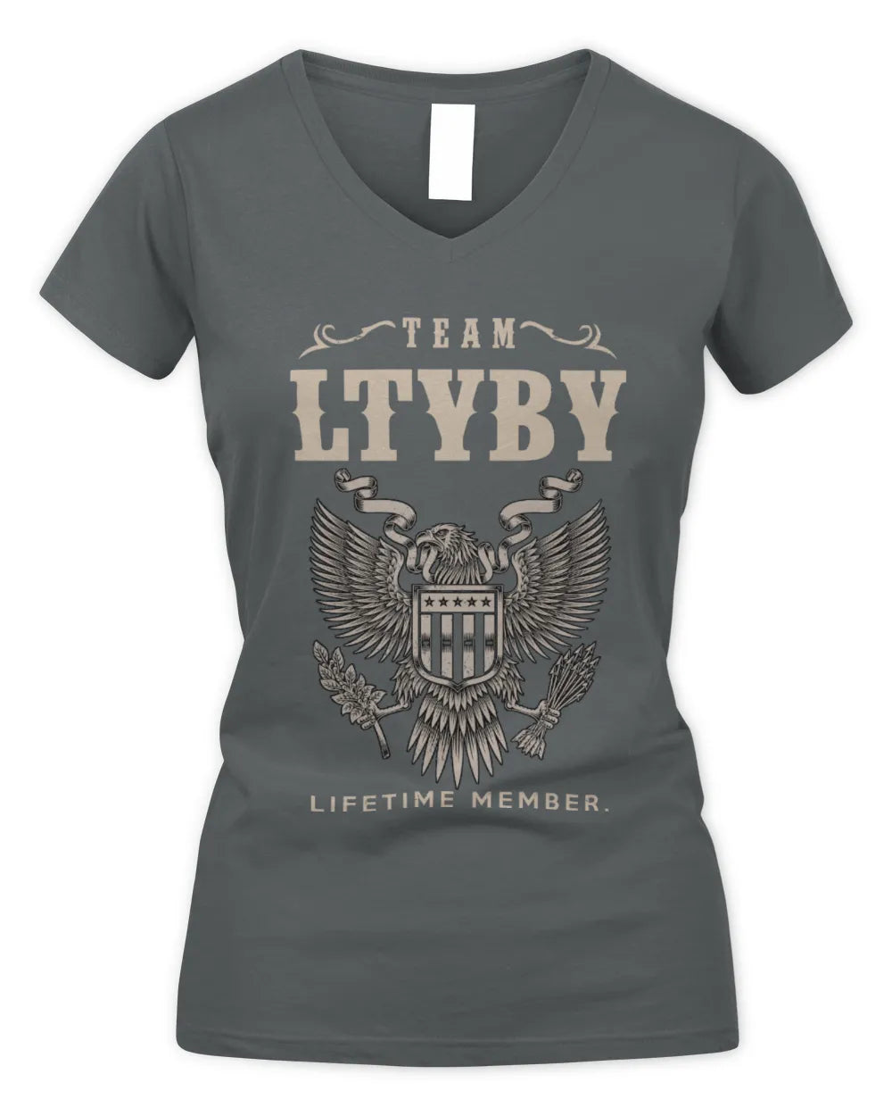 LTYBY TP06-K82 – Personalized Classic Style Apparel “Team NAME Lifetime Member” - Women's V-Neck T-Shirt - Charcoal