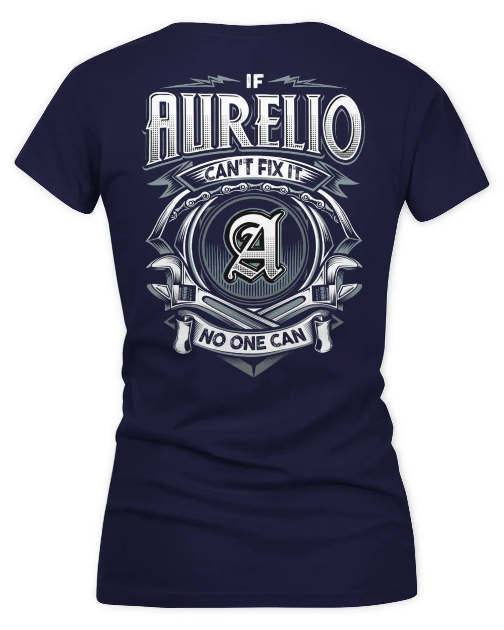 AURELIO AP81-K4-626 - Personalized Ahmed Quote Apparel “If Ahmed Can't Fix It, No One Can” - Women's V-Neck T-Shirt - Navy