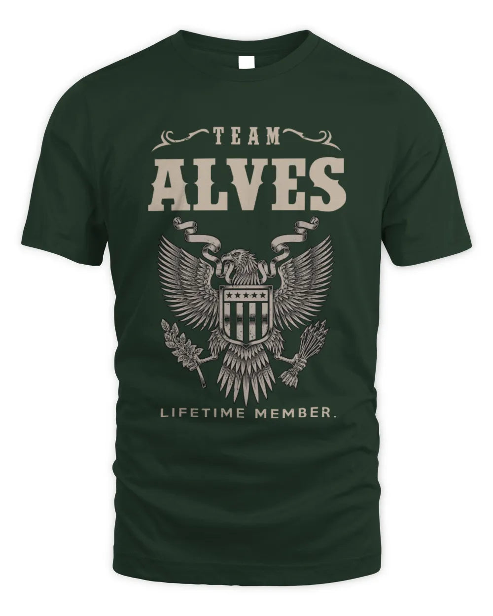 ALVES TP06-K82 – Personalized Classic Style Apparel “Team NAME Lifetime Member” - Unisex Standard T-Shirt - Forest Green
