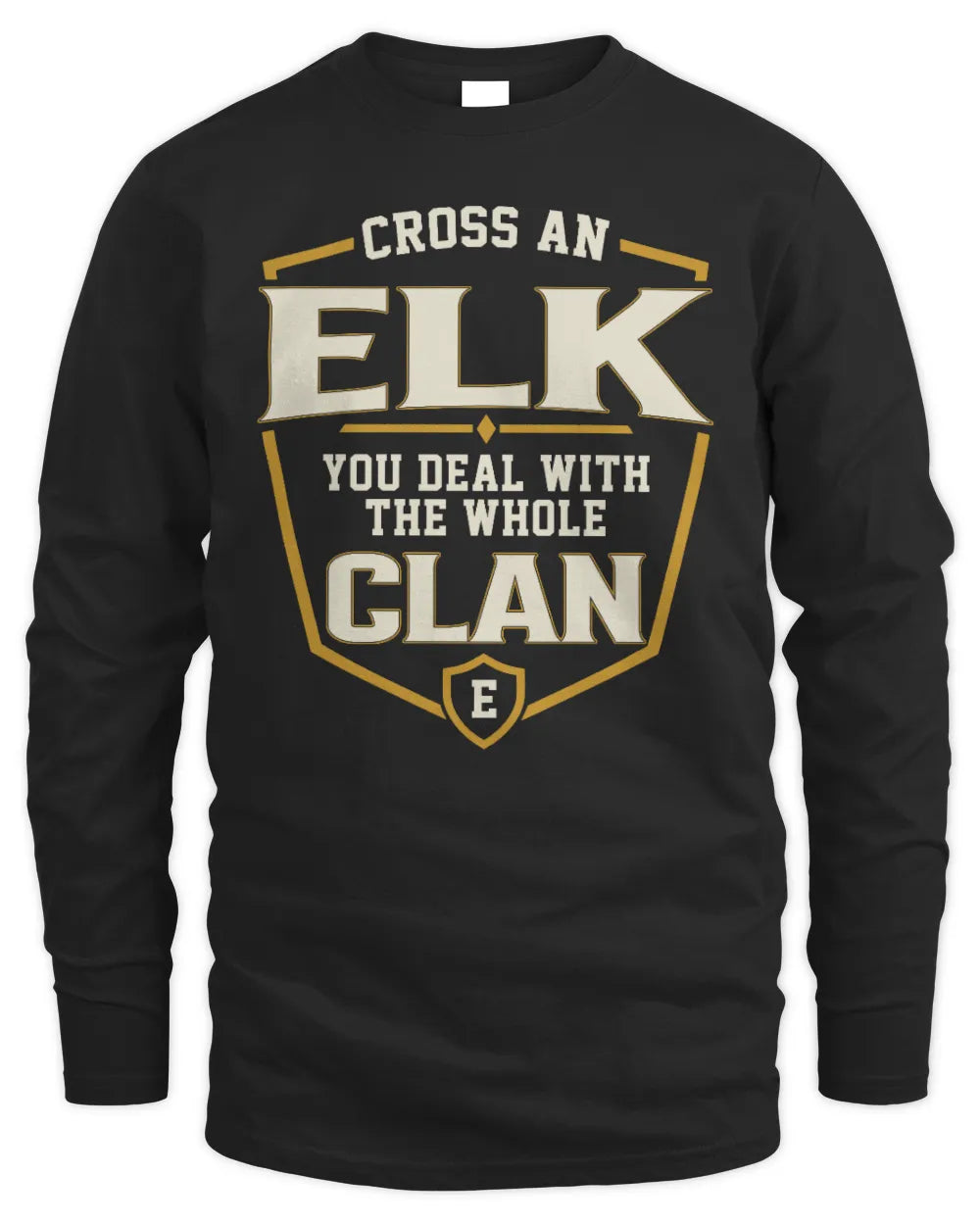 ELK NT1-K008 Cross A/An NAME, You Deal With the Whole Clan | Personalized Vintage T-Shirt - Men's Long Sleeved T-Shirt - Black