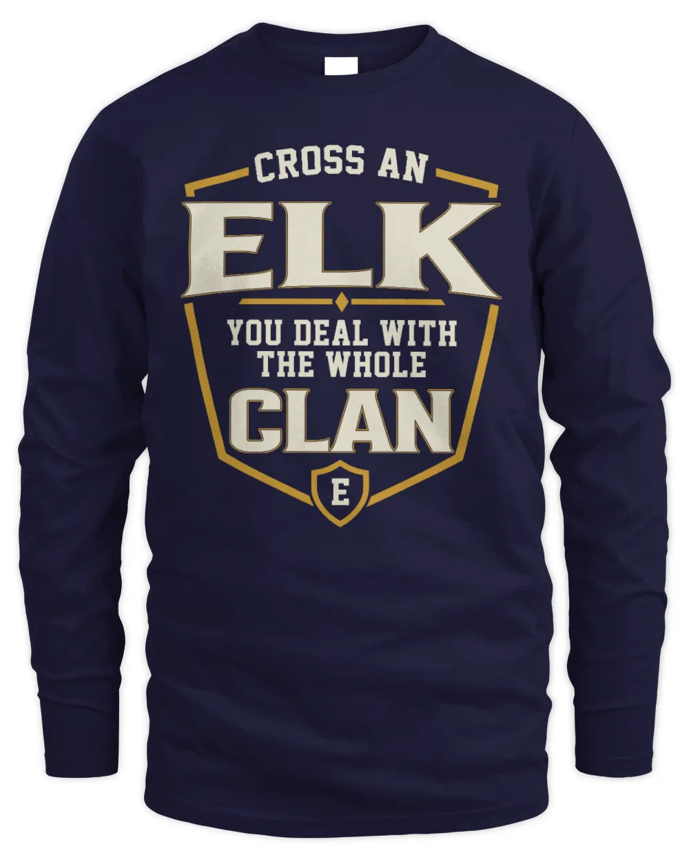 ELK NT1-K008 Cross A/An NAME, You Deal With the Whole Clan | Personalized Vintage T-Shirt - Men's Long Sleeved T-Shirt - Navy