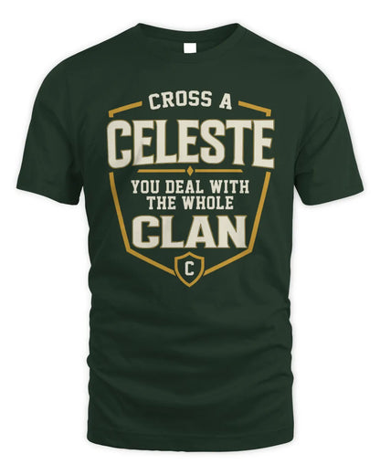 CELESTE NT1-K008 Cross A/An NAME, You Deal With the Whole Clan | Personalized Vintage T-Shirt - Unisex Standard T-Shirt - Forest Green