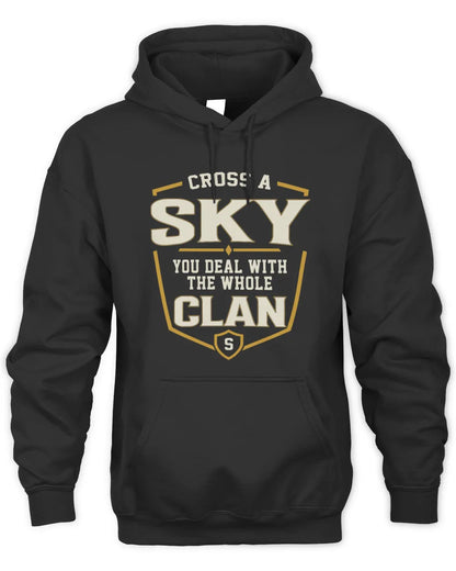 SKY NT1-K008 Cross A/An NAME, You Deal With the Whole Clan | Personalized Vintage T-Shirt - Unisex Hoodie - Black