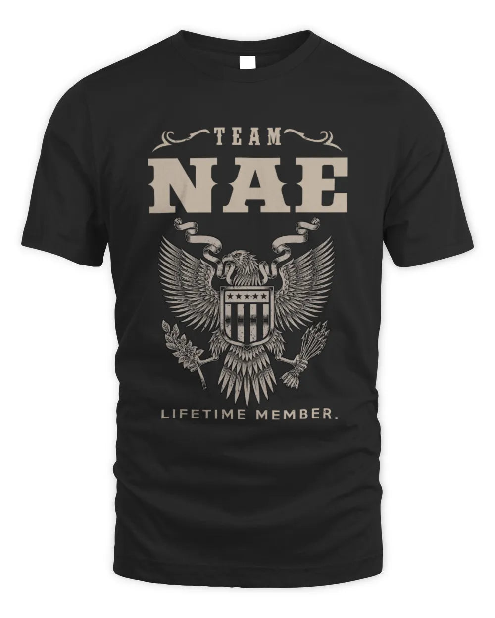 NAE TP06-K82 – Personalized Classic Style Apparel “Team NAME Lifetime Member” - Unisex Standard T-Shirt - Black