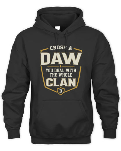 DAW NT1-K008 Cross A/An NAME, You Deal With the Whole Clan | Personalized Vintage T-Shirt - Unisex Hoodie - Black