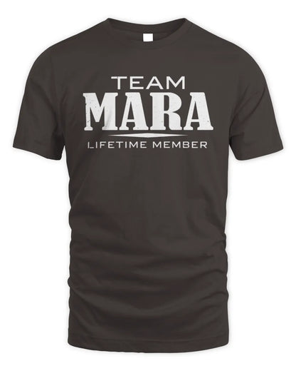 MARA BL62-K4-128 - Personalized “Team NAME Lifetime Member” - Unisex Standard T-Shirt - Dark Chocolate