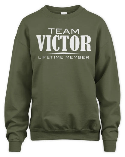 VICTOR BL62-K4-128 - Personalized “Team NAME Lifetime Member” - Unisex Sweatshirt - Military Green