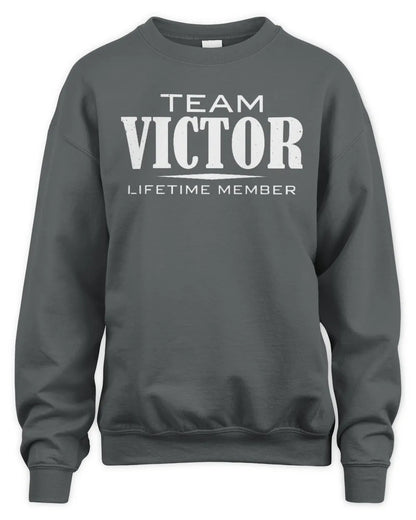 VICTOR BL62-K4-128 - Personalized “Team NAME Lifetime Member” - Unisex Sweatshirt - Charcoal