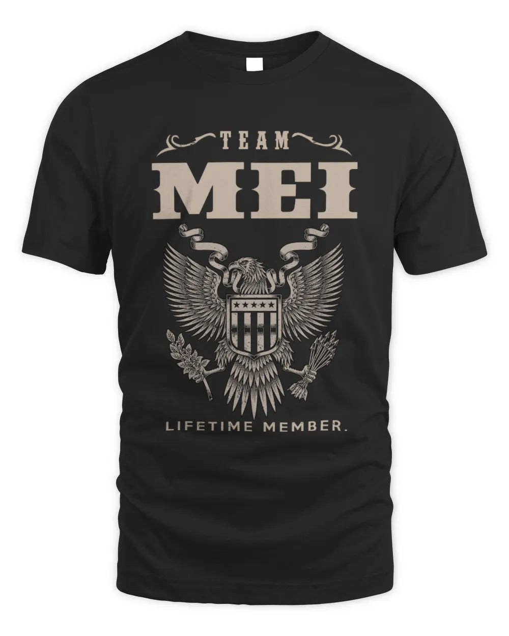 MEI TP06-K82 – Personalized Classic Style Apparel “Team NAME Lifetime Member” - Unisex Standard T-Shirt - Black