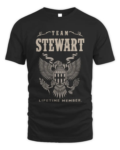 STEWART TP06-K82 – Personalized Classic Style Apparel “Team NAME Lifetime Member” - Unisex Standard T-Shirt - Black