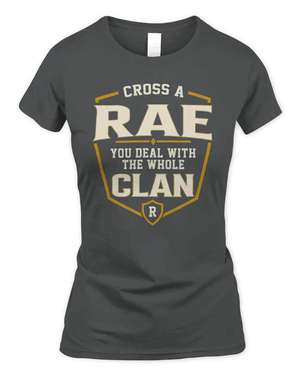 RAE NT1-K008 Cross A/An NAME, You Deal With the Whole Clan | Personalized Vintage T-Shirt - Women's Standard T-Shirt - Charcoal