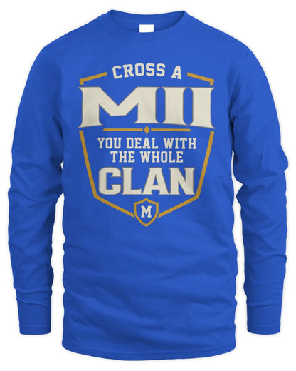 MII NT1-K008 Cross A/An NAME, You Deal With the Whole Clan | Personalized Vintage T-Shirt - Men's Long Sleeved T-Shirt - Royal