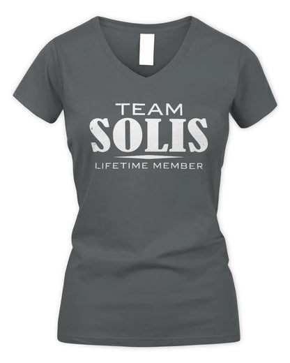 SOLIS BL62-K4-128 - Personalized “Team NAME Lifetime Member” - Women's V-Neck T-Shirt - Charcoal