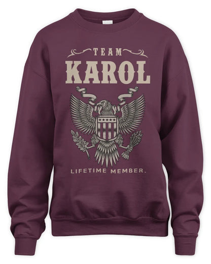KAROL TP06-K82 – Personalized Classic Style Apparel “Team NAME Lifetime Member” - Unisex Sweatshirt - Maroon