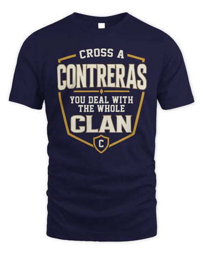 CONTRERAS NT1-K008 Cross A/An NAME, You Deal With the Whole Clan | Personalized Vintage T-Shirt - Unisex Standard T-Shirt - Navy