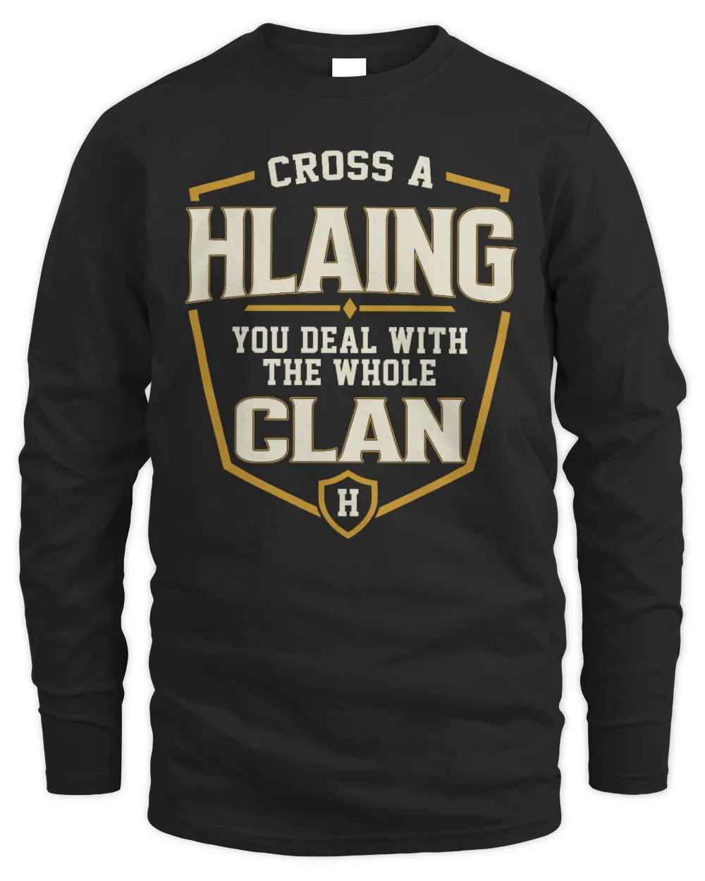 HLAING NT1-K008 Cross A/An NAME, You Deal With the Whole Clan | Personalized Vintage T-Shirt - Men's Long Sleeved T-Shirt - Black