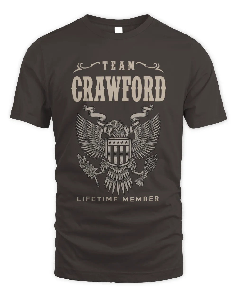 CRAWFORD TP06-K82 – Personalized Classic Style Apparel “Team NAME Lifetime Member” - Unisex Standard T-Shirt - Dark Chocolate