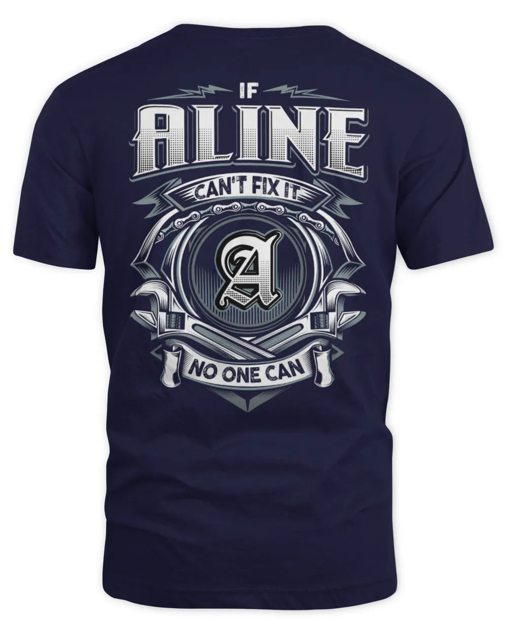 ALINE AP81-K4-626 - Personalized Ahmed Quote Apparel “If Ahmed Can't Fix It, No One Can” - Unisex Standard T-Shirt - Navy