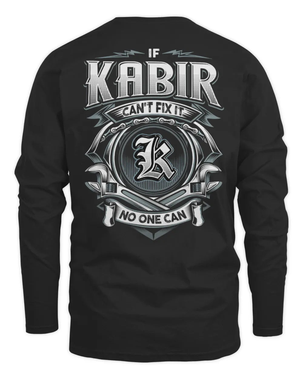 KABIR AP81-K4-626 - Personalized Ahmed Quote Apparel “If Ahmed Can't Fix It, No One Can” - Men's Long Sleeved T-Shirt - Black