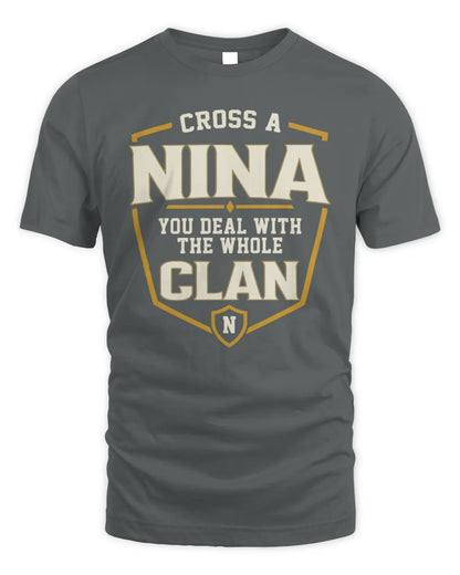 NINA NT1-K008 Cross A/An NAME, You Deal With the Whole Clan | Personalized Vintage T-Shirt - Unisex Standard T-Shirt - Charcoal