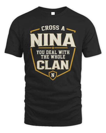 NINA NT1-K008 Cross A/An NAME, You Deal With the Whole Clan | Personalized Vintage T-Shirt - Unisex Standard T-Shirt - Black