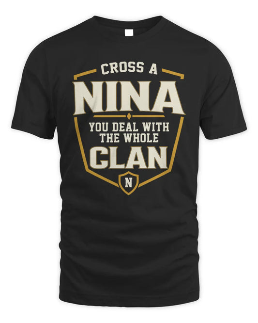 NINA NT1-K008 Cross A/An NAME, You Deal With the Whole Clan | Personalized Vintage T-Shirt - Unisex Standard T-Shirt - Black
