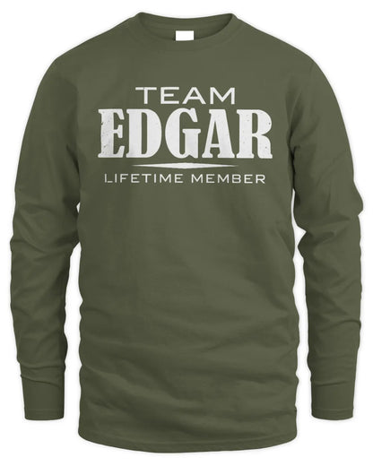 EDGAR BL62-K4-128 - Personalized “Team NAME Lifetime Member” - Men's Long Sleeved T-Shirt - Military Green