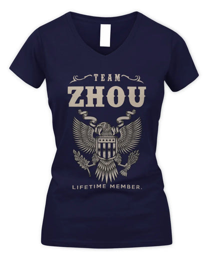 ZHOU TP06-K82 – Personalized Classic Style Apparel “Team NAME Lifetime Member” - Women's V-Neck T-Shirt - Navy