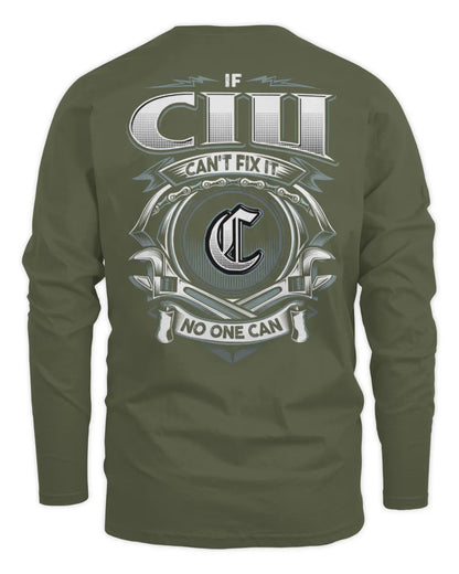 CIU AP81-K4-626 - Personalized Ahmed Quote Apparel “If Ahmed Can't Fix It, No One Can” - Men's Long Sleeved T-Shirt - Military Green