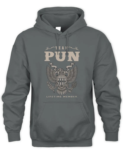 PUN TP06-K82 – Personalized Classic Style Apparel “Team NAME Lifetime Member” - Unisex Hoodie - Charcoal