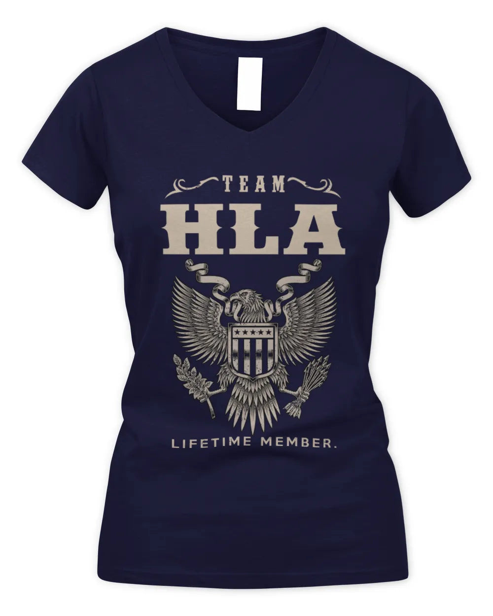 HLA TP06-K82 – Personalized Classic Style Apparel “Team NAME Lifetime Member” - Women's V-Neck T-Shirt - Navy