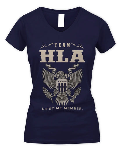 HLA TP06-K82 – Personalized Classic Style Apparel “Team NAME Lifetime Member” - Women's V-Neck T-Shirt - Navy