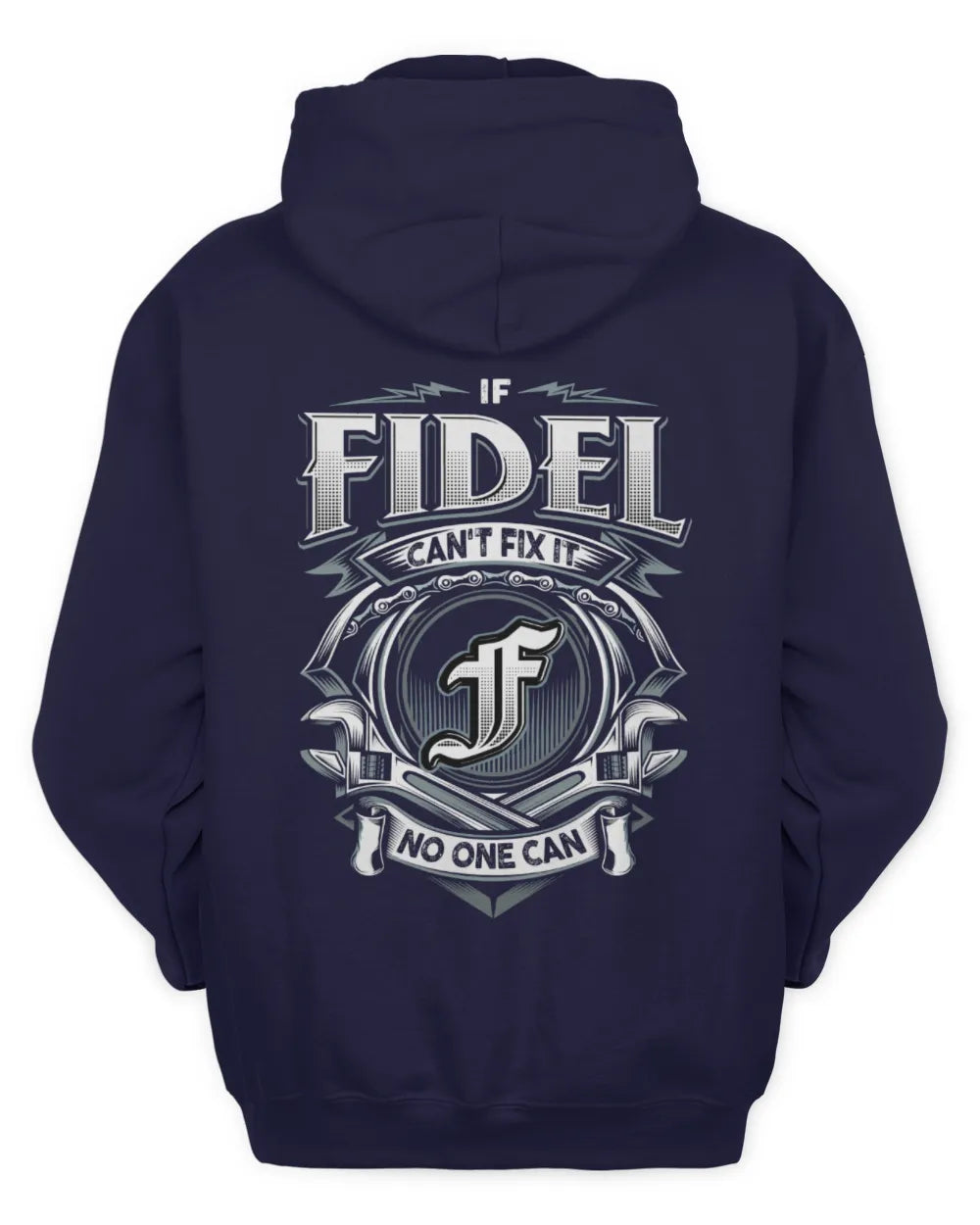 FIDEL AP81-K4-626 - Personalized Ahmed Quote Apparel “If Ahmed Can't Fix It, No One Can” - Unisex Hoodie - Navy