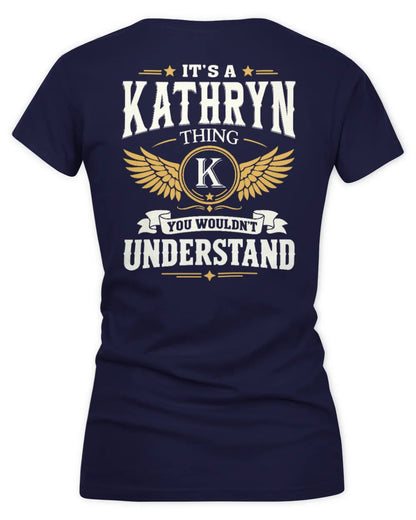 KATHRYN KT06-M008 It’s a [NAME] Thing – You Wouldn’t Understand | Personalized Vintage T-Shirt - Women's V-Neck T-Shirt - Navy