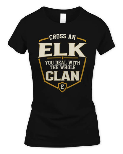 ELK NT1-K008 Cross A/An NAME, You Deal With the Whole Clan | Personalized Vintage T-Shirt - Women's Standard T-Shirt - Black