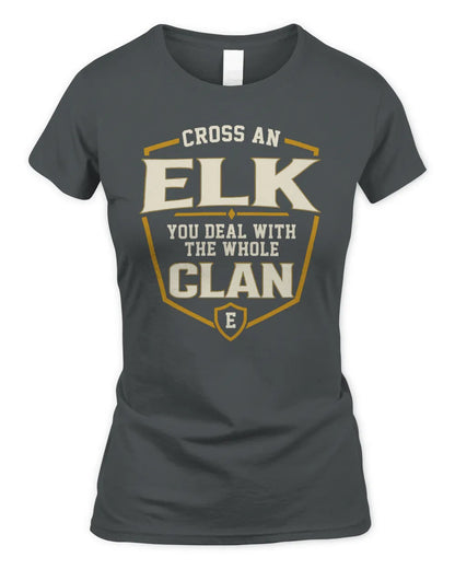 ELK NT1-K008 Cross A/An NAME, You Deal With the Whole Clan | Personalized Vintage T-Shirt - Women's Standard T-Shirt - Charcoal