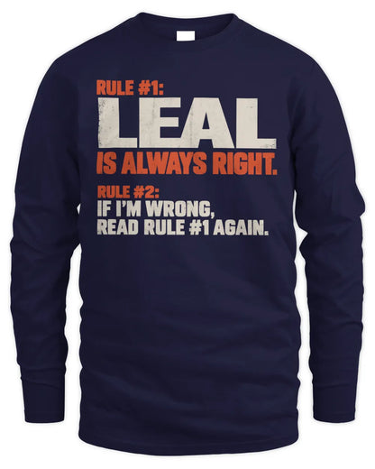 LEAL NP1-H006 
Always Right Personalized Name T-Shirt – Funny Custom Name Shirt - Men's Long Sleeved T-Shirt - Navy