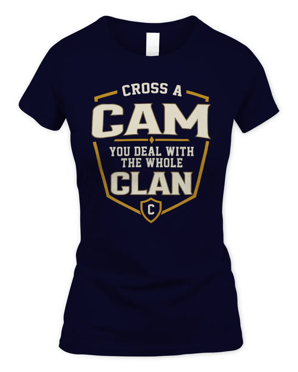 CAM NT1-K008 Cross A/An NAME, You Deal With the Whole Clan | Personalized Vintage T-Shirt - Women's Standard T-Shirt - Navy