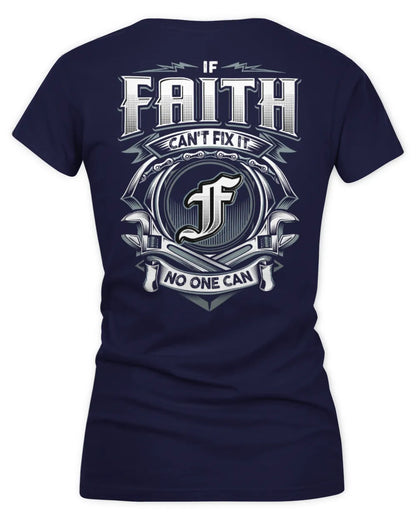 FAITH AP81-K4-626 - Personalized Ahmed Quote Apparel “If Ahmed Can't Fix It, No One Can” - Women's V-Neck T-Shirt - Navy