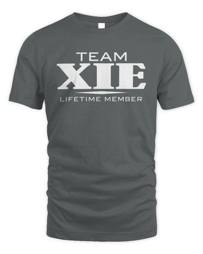 XIE BL62-K4-128 - Personalized “Team NAME Lifetime Member” - Unisex Standard T-Shirt - Charcoal