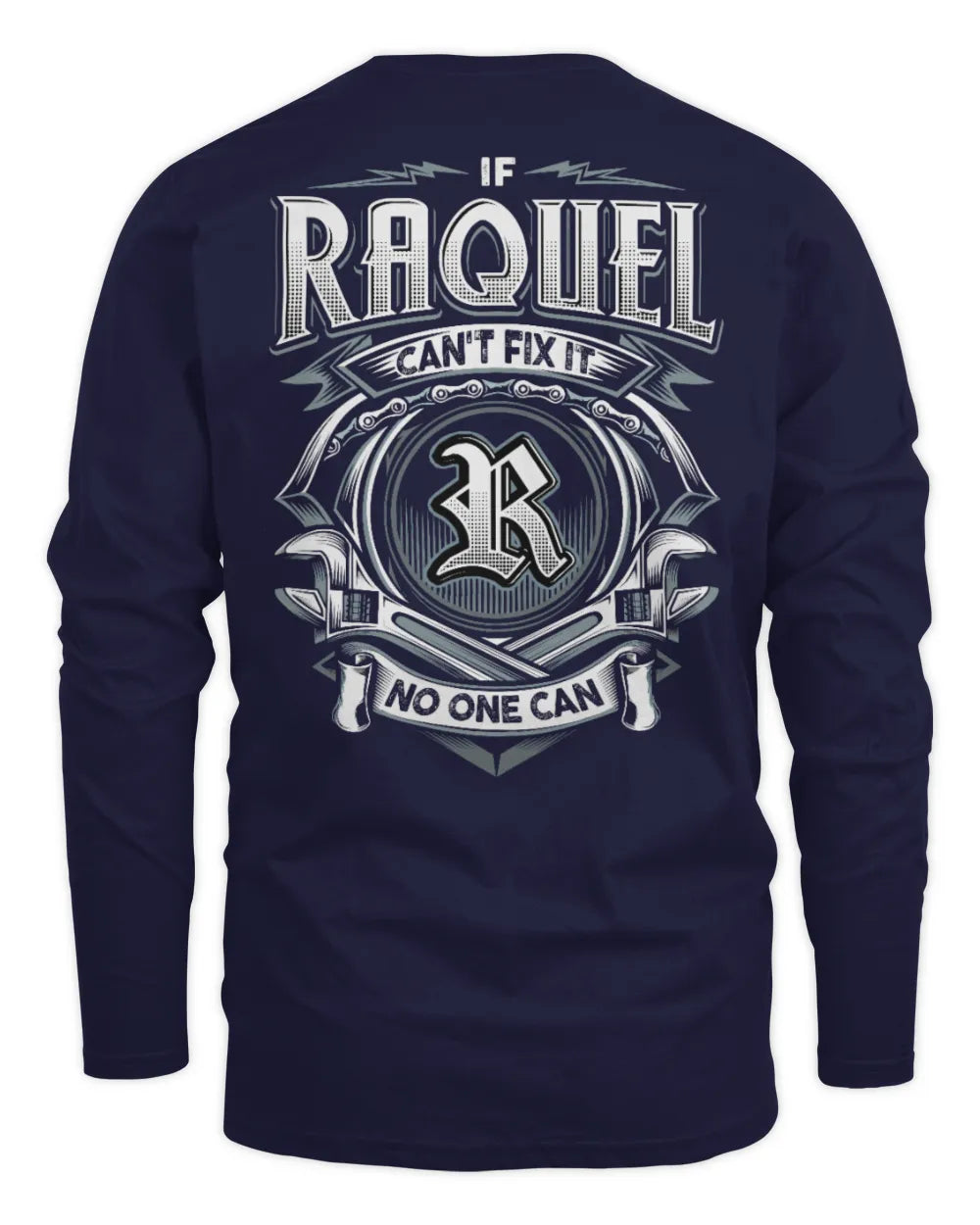 RAQUEL AP81-K4-626 - Personalized Ahmed Quote Apparel “If Ahmed Can't Fix It, No One Can” - Men's Long Sleeved T-Shirt - Navy