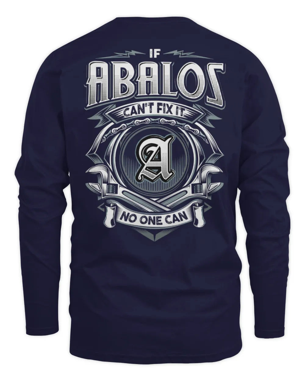 ABALOS AP81-K4-626 - Personalized Ahmed Quote Apparel “If Ahmed Can't Fix It, No One Can” - Men's Long Sleeved T-Shirt - Navy