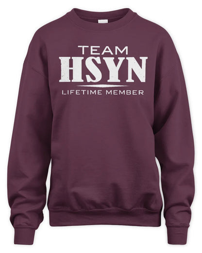 HSYN BL62-K4-128 - Personalized “Team NAME Lifetime Member” - Unisex Sweatshirt - Maroon