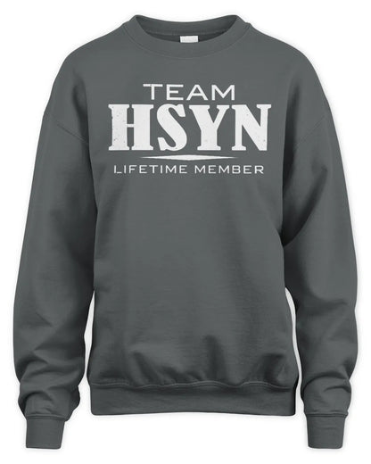 HSYN BL62-K4-128 - Personalized “Team NAME Lifetime Member” - Unisex Sweatshirt - Charcoal
