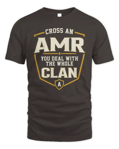 AMR NT1-K008 Cross A/An NAME, You Deal With the Whole Clan | Personalized Vintage T-Shirt - Unisex Standard T-Shirt - Dark Chocolate