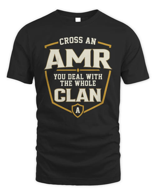 AMR NT1-K008 Cross A/An NAME, You Deal With the Whole Clan | Personalized Vintage T-Shirt - Unisex Standard T-Shirt - Black